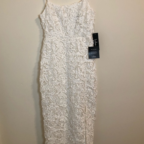 NWT Lulu’s White Textured Floral midi dress XSMALL - Picture 4 of 9